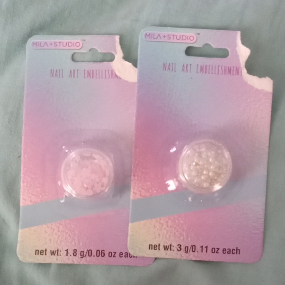 Source Unknown Nail Art Embellishments - Pink and White